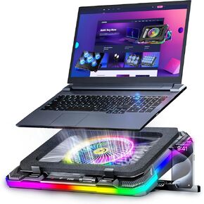 AICHESON Gaming Laptop Cooling Pad with Full RGB Lights, Powerful Cooler Fan Stand for 15-19 inch Gamer Heavy Duty Laptops and PC Computers