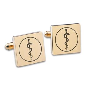 Love, Georgie Rod of Asclepius Cufflinks, Gift for Doctor, Medical School School Graduate, Medical Professional (Steel)