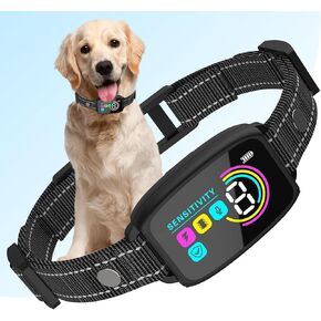 2025release Dog Bark Collar, Smart Rechargeable Anti Barking Training Collar, 8 Sensitivity Levels, Beep/Vibration/Shock,IP67 Waterproof, Color Display