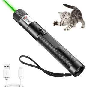 Long Range Green Laser Pointer Beam with USB Charging, Presentation Remotes for Indoor Meetings, Presentation, Interactive Toys for Indoor Dogs Cats