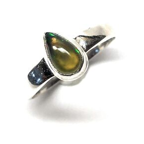 خاتم خطوبة من الفضة الإسترليني الصلبة 925 من Chalama Black Opal الأصلي مقاس 5.75، 6