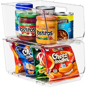 Sorbus Stackable Storage Bins Open Front - Clear Stackable Storage Bins - Pantry Bins for Storage and Organization - Acrylic Stackable Bins for Kitchen - Clear Pantry Organizer Bins (Small 2 Pack)