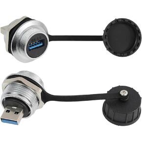 PENGLIN 2PCS USB 3.0 Male to Female Adapter, Waterproof USB Panel Mount Converter Connector, USB Plug to Socket Support Data Transfering and Charging