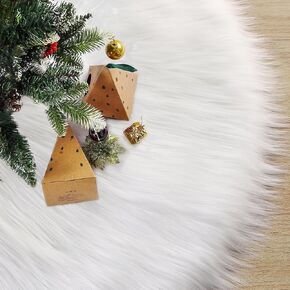 iMucci 60/48/36/30in Thick Wool Fur Tree Skirt Snowy White Plush Velvet Wool-Like Chirstmas Tree Skirt Holiday Party Decoration (30 inch/0.84LB)