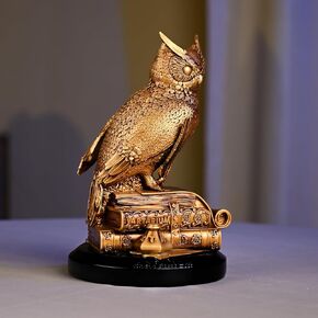 Owl Statue for Home Decor Indoor Desk Tabletop Collectible Figurines Horned Owl of Wisdom Decorative Statue for Money Wisdom, Handmade Owl Sculpture Best Gift for Friends and Family