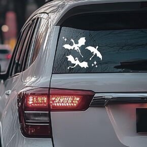 Celestial Dragons Car Decal Vinyl Sticker Halloween Car Decor Dragon Lover Gift Holographic Sticker Gold Green Bumper Flying Dragon Art Car Window Dragons Vinyl Decal (Holographic)