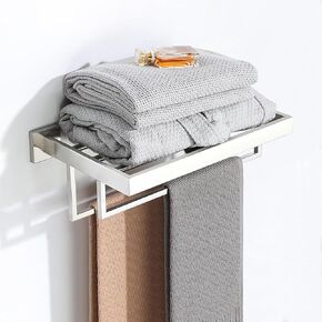 Alise 24 Inch Towel Racks for Bathroom, Towel Rack Wall Mounted with Double Towel Bars, SUS 304 Stainless Steel Towel Shelf, Heavy Duty Hand Towel Holder(Brushed Nickel)