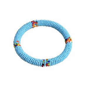 Tembo Crafts Africa - Handmade Bangle - Maasai Beaded Bracelet - Sky Blue - Handmade From Africa KB65