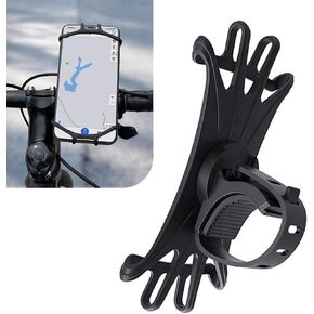 1 PC Bike Phone Mount, 180 Degree Rotation Silicone Handlebar Phone Mount, Universal Cycling Navigation Phone Holder, for Most Bike Electric Vehicle Motorcycle (Gray)