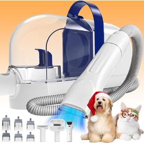 Rywell Dog Grooming Vacuum, 12Kpa Pet Hair Vacuum, Dog Grooming Kit with Pet Clippers, Low Noise, 3 Suction Modes