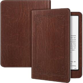 حافظة Fintie لجهاز Kindle Paperwhite مقاس 7 بوصات/6.8 بوصات (الجيل الثاني عشر/الحادي عشر - 2024/2021) وإصدار Kindle Colorsoft Signature Edition - غطاء جلد نباتي متين على شكل كتاب مع خاصية النوم/الاستيقاظ التلقائي، بني