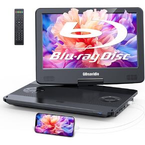 15.6" Portable Blu Ray Player with 13.3'' 1080P Screen Rechargeable Battery Support HDMI Input & HDMI Output, Sync Screen, AV Out & in, Dolby Audio, Last Memory, USB/SD Card (Black)