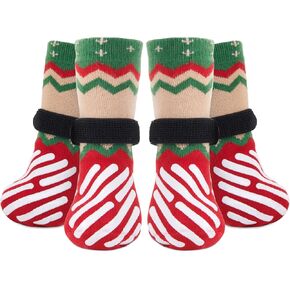 LOOBANI Christmas Dog Socks to Prevent Licking Paws, Hardwood Floors Anti Slip, Non Slip Dog Socks with Grippers Dog Paw Protector, Dog Booties for Indoor Use