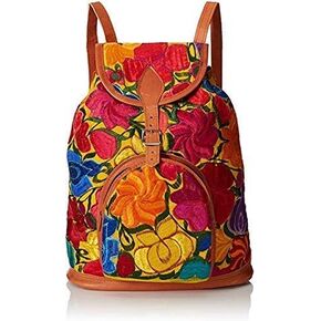 Handmade Pocket Casual Backpack flower embroidered Mexican Art THIS ITEM IS NOT INTENDED FOR USE BY CHILDREN 12 AND UNDER.