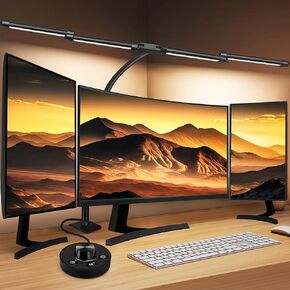 LED Desk Lamp for Home Office, 24W Bright Office Desk Lamp with Desktop Dimmer, 46" Multi-Screen Computer Monitor Architect Clamp Desk Light, Color and Dimming LED Table Light for Work Study