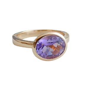 Amethyst Oval Cut 925 Gold Plated Sterling Silver Ring - Handmade Gemstone Jewelry Gift Ideas for Women - Christmas Gift Idea - Purple Stone - Birthday Gift - February Birthstone (7)
