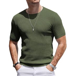 COOFANDY Men's Short Sleeve Knit Shirts Casual Crewneck Tshirt Waffle Textured Pullover Tees