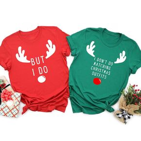 Matching Christmas Shirts, Couple Funny Tshirts, I Don't Do Matching Christmas Outfits But I Do, Matching Christmas Pajamas, Christmas Gift (ADULT XL, RED, BUT I DO)