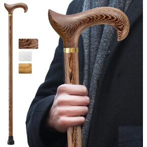 Wooden Walking Cane for Men and Women, Handmade, Support up to 500 lbs Canes for Seniors,Ergonomic, Natural Solid Wood High-end Derby Cane Suitable for Gift Giving