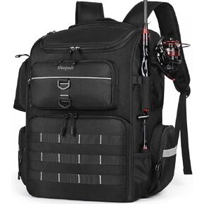 Fishing Backpack with Rod Holders, 45L Large Water-Resistant Fishing Tackle Box Backpack,Storage Bag for Fishing Gear, Camping, Hiking, Fishing Gifts for Men Father
