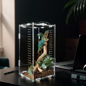 Terrestrial & Arboreal Tarantula Enclosure, Micro Habitat Acrylic Reptile Enclosure for for Small Tree Dwelling Reptiles, Amphibians, Spiders & Other Invertebrates