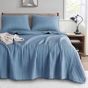 KASENTEX Gull Grey King Size Quilt Bedding Sets with Pillow-Shams, Lightweight Soft Bedspread Coverlet, Quilted Blanket Thin Comforter Bed Cover, All Season Summer Spring, 3 Pieces, 104x90 inches