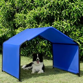 Dog Shade Shelter Outdoor Tent for Large Medium Dogs, 4'x4'x3' Outside Sun Rain Canopy Pet House for Cats Pigs Livestock with Waterproof Roof Ground Nails