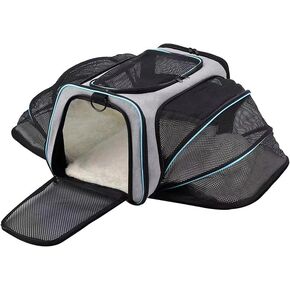 Pet Carrier Airline Approved, Expandable Cat Bag, Large Soft Sided Small Dog with Removable Fleece Pad for Cats, Puppy and Animals¡­, Blue, 18inchLx 11inchWx 11inchH