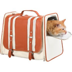 pet Carrier for cat Carrier Soft Faux Leather Kitten Carrier with Balancing Ventilation and Privacy,22 lbs max Load,Soft-Sided pet Carrier Cute cat Travel Bag Carrier for Small Dog