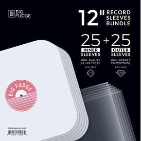 BIG FUDGE Inner & Outer Vinyl Record Sleeves Bundle 100pcs - 12 inch x 50pcs Anti Static & Acid Free Archival Rice Paper Inner Sleeves - 12" x50pcs High-Density Polypropylene Album Covers