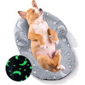 MABOZOO Dog Bolster Pillow, Glow in The Dark Doggy Calming Cushion Doggy Neck Cushion with Washable Cover, Pet Bed Pillow for Large, Medium Dog & Cat (20 * 13 in)