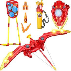 Archery Shield Toy Set, LED Light Up Bow and Arrow for Kids with 10 Suction Cup Arrows, 1 Standing Target, 5 Score Targets & Quiver, Indoor Outdoor Sport Gifts for Teens Boys Girls Age 6 8 10 12 14