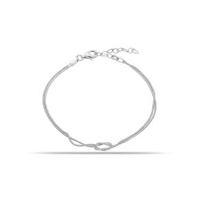 Love Knot Bracelet. Minimal Snake Chain Designer Bracelet. UNISEX gold plated High quality Sterling silver Jewelry for a meaningful timeless gift! (Silver)