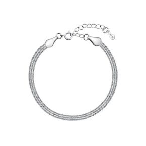 925 Sterling Silver Bracelet for Women Charm Bracelet Snake Chain Bracelet Three Link Bracelet Layered Bracelets for Gift