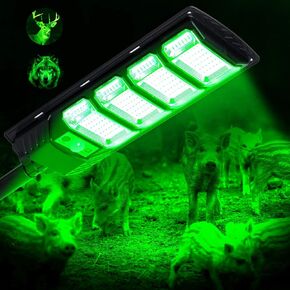 Hog Lights for Night Hunting - 10000LM Green Hog Hunting Lights with Remote Control, Motion Sensor and Waterproof, Solar Powered Feeder Green Light for Hunting Hogs Deer Coyote Varmint