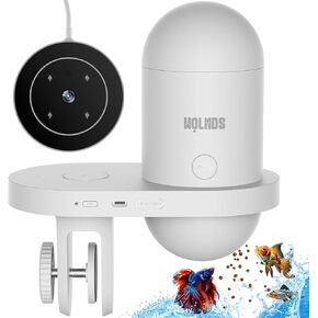 Automatic Fish Feeder with 2.5K Camera, WiFi/App Control, WOLMDS Moisture-Proof Vacation Food Dispenser | 2.4G Precision Feed System, Visual Monitor for Aquariums, Terrariums, Turtle Pens, Betta Tanks