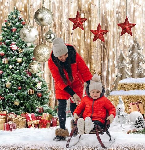 CYLYH 5X7FT Christmas Backdrop Rustic Wood Snow Backdrop Christmas Tree Gifts Background for Christmas Party Decoration Christmas Family Gathering Backdrop D590 in Kuwait