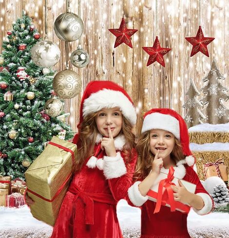 CYLYH 5X7FT Christmas Backdrop Rustic Wood Snow Backdrop Christmas Tree Gifts Background for Christmas Party Decoration Christmas Family Gathering Backdrop D590 in Kuwait