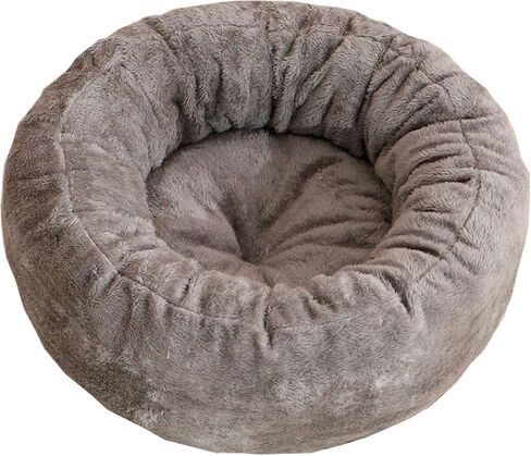Cat Beds for Indoor Cats,Fluffy Donut Cat Bed Non -Slip Cat Bed Small Dog Bed Self Warming Pet Bed Cat Beds & Furniture Round Anti Anxiety Kitty Bed (Grey M) in Saudi Arabia