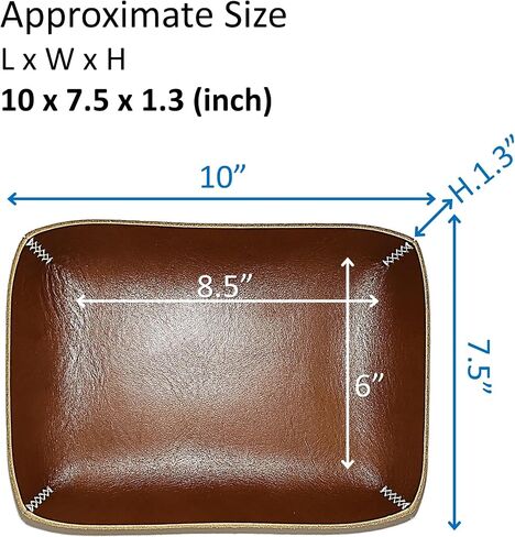 Handcrafted Italian Full Grain Leather Valet Tray - Catch All Organizer - Italian Full Grain Leather - Superior Quality & Durability - Elegant Gifting Father's Day Anniversary Birthday Gift in Saudi Arabia