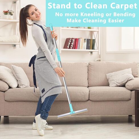 Reusable Carpet Rake for Pet Hair Removal,Long Handle Pet Hair Removal Tool,Carpet Rake Scraper, Adjustable Carpet Rake Pet Hair Remover for Couch, Rugs (Blue) in Saudi Arabia