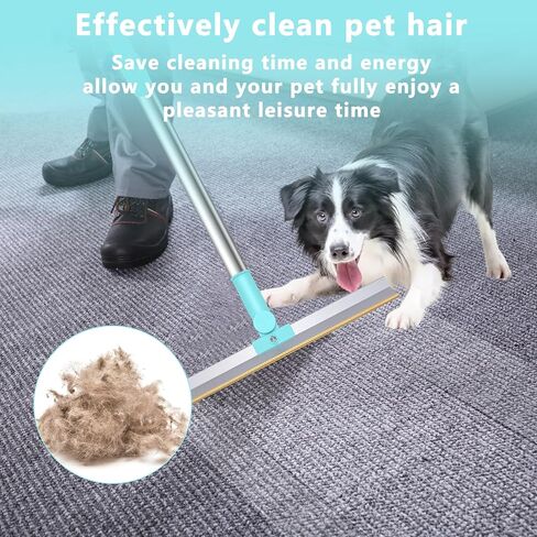 Reusable Carpet Rake for Pet Hair Removal,Long Handle Pet Hair Removal Tool,Carpet Rake Scraper, Adjustable Carpet Rake Pet Hair Remover for Couch, Rugs (Blue) in Saudi Arabia