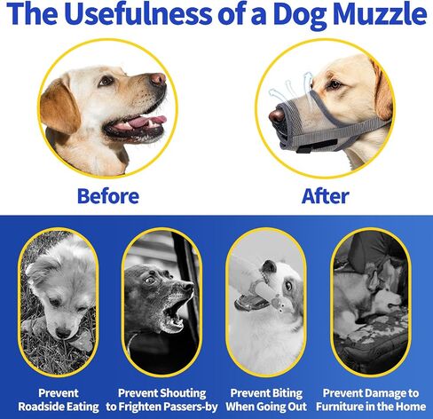 Dog Muzzle - Soft Mesh Muzzle for Small Medium Large Dogs Labrador German Shepherd - Adjustable Puppy Muzzles for Scavenging Biting Licking and Chewing - Allows Panting and Drinking (M) in Saudi Arabia