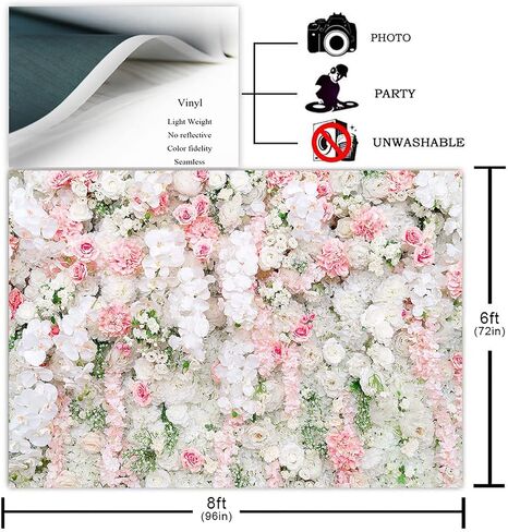 Avezano Flower Wall Backdrop Pink White Rose Wisteria Wedding Portrait Photography Background Floral Wall Bridal Shower Party Decorations Photo Studio Props (7x5ft) in Saudi Arabia