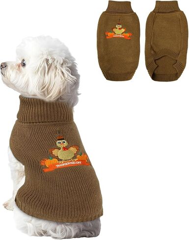 NACOCO Dog Thanksgiving Turkey Sweater - Pet Warm Knitwear Sweater Funny Thanksgiving Turkey Pattern Winter Pet Clothes for Small Dogs(Brown, M) in Saudi Arabia