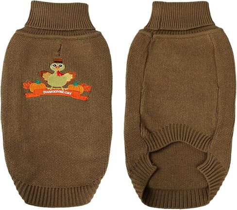 NACOCO Dog Thanksgiving Turkey Sweater - Pet Warm Knitwear Sweater Funny Thanksgiving Turkey Pattern Winter Pet Clothes for Small Dogs(Brown, M) in Saudi Arabia