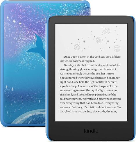 Amazon Kindle Kids 16GB (newest model) - If it breaks, we will replace it, includes ad-free books and cover, with glare-free display, faster page turns - Space Whale in Saudi Arabia