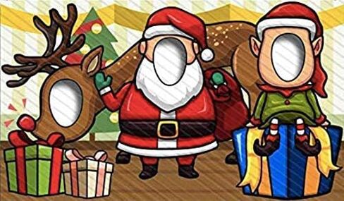 Santa Claus, Elf, Reindeer, Christmas Hole in Face, Photo Banner Backdrop, Face Background, Play Party. Game Photo Props, Holiday Decor, Party Supplies Decorations in Saudi Arabia