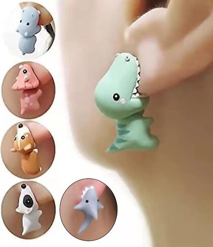 Cute Animal Bite Earrings for Women Fun Stud Earrings Dinosaur Earrings 3D Shark Earrings for Animal Lovers Jewelry Gifts in Saudi Arabia