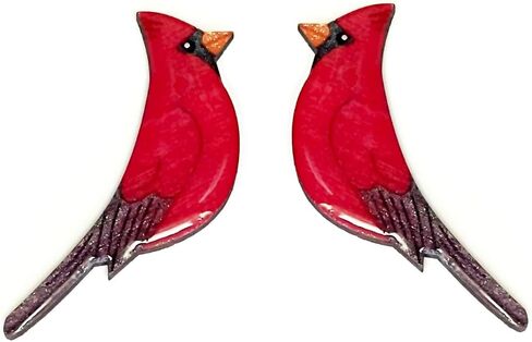 Northern cardinal handmade stud bird earrings for women stainless steel post (Female - male) in Saudi Arabia